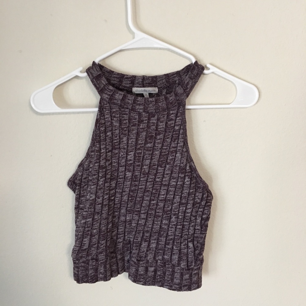Purple ribbed crop top